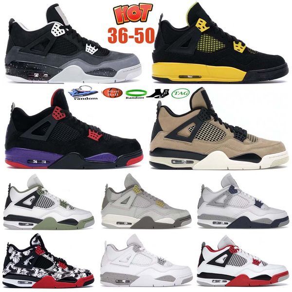 

basketball shoes jumpman 4 mens trainers military black cat fire red thunder pine green sail seafoam cactus jack 4s men womens outdoor sport
