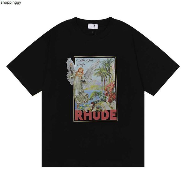 

t-shirts 2023new rhude t shirt tess designer casual fashion sleeve europe america round neck tshirts us size, White;black