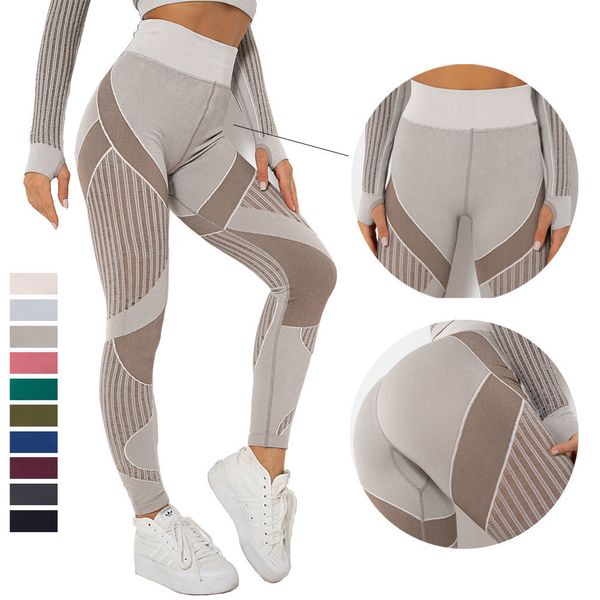 

women's leggings hollow out seamless leggings women yoga sport pants female yoga set gym suit two piece crop bra leggings fitness sport, Black