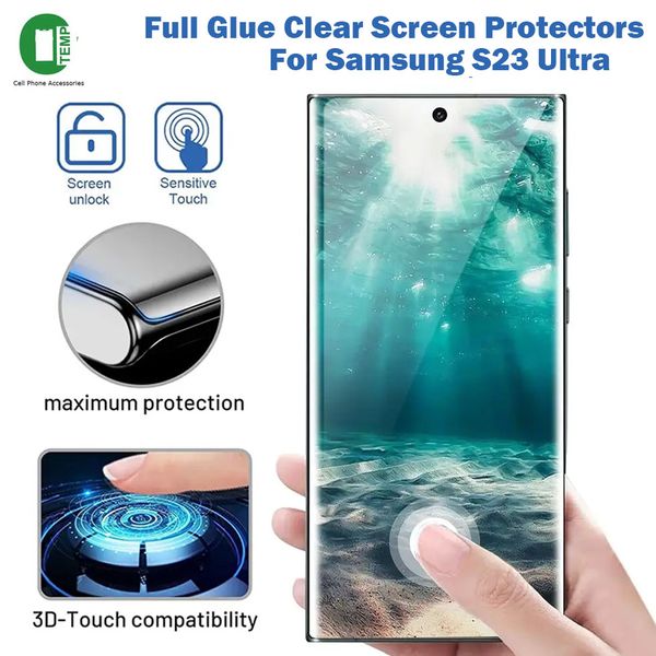 

0.18mm full glue clear screen protectors for samsung galaxy s23 22 21 20 note20 ultra s20 10 9 8 plus 3d curved tempered glass
