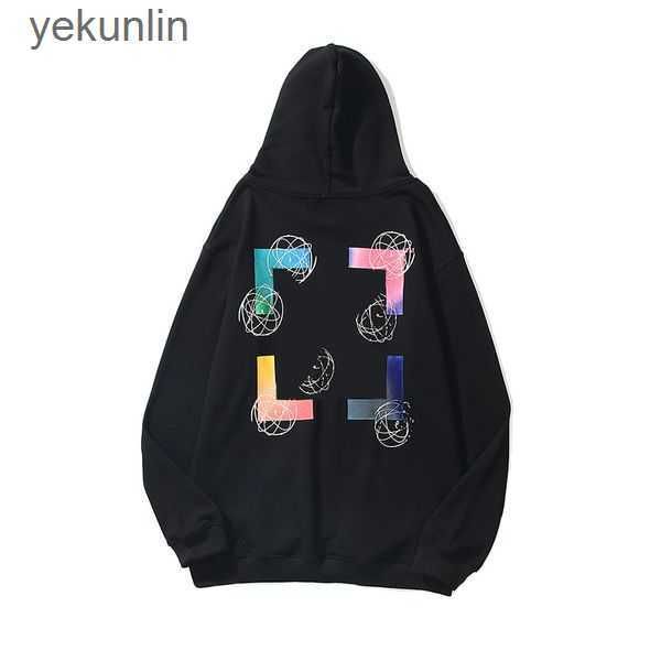 

trendy fashion designer men's hoodies man womens designers hooded painted arrow high street pullover sweatshirt offs white casual overs, Black