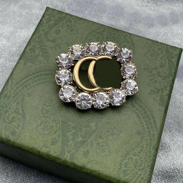 

luxury designer brand letter brooch fashion women pearl diamond brooches suit pin jewelry clothing decoration accessories high quality, Gray