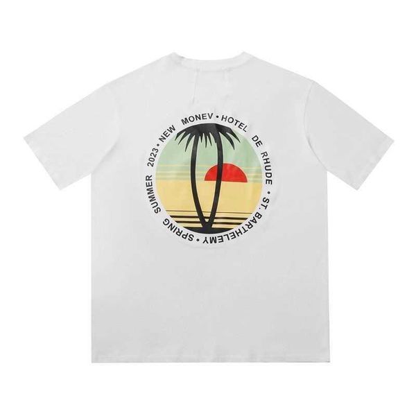 

men's t-shirts rhude designer sunset beach shirt oversized shirts fashion shirt for men casual short sleeve graphic tees cotton clothin, White;black