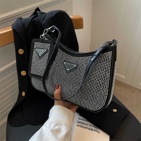 

2023 handbag summer women's new street trend diamond one shoulder underarm fashion design sense small group bag