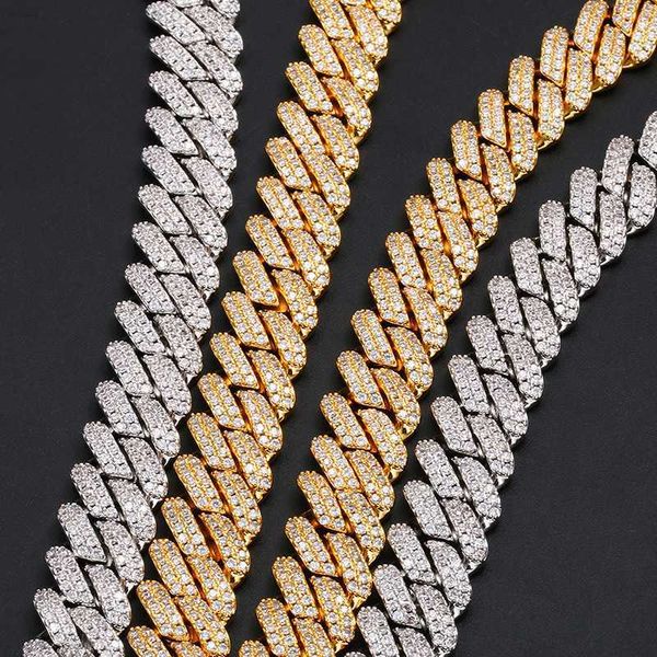 

manufacture price luxury 2 rows diamond cuban link 15mm rope chain vvs moissanite 925 silver cuban necklace