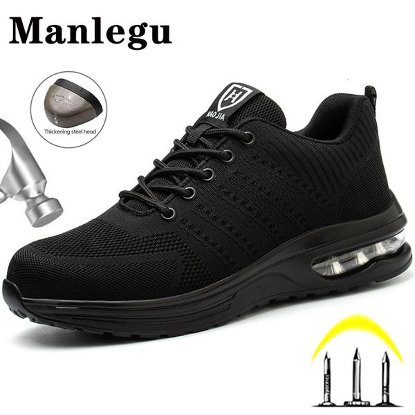 

safety shoes safety shoes men women work safety boots steel toe shoe puncture proof air cushion work sneakers light fashion work shoes 23050, Black;brown