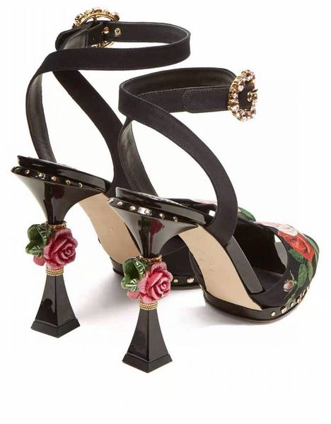 

luxury heeled slippers lady fashion shoes rose heel .5cm leather sandals dress shoes woman high heels pumps sling back pointed toe stilett, Black