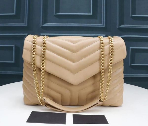 

designer loulou women shoulder bag matelasse calfskin y-quilted overstitching genuine leather messenger bags totes chain wallet bags purse b, Black;red