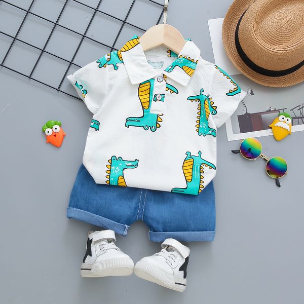 

clothing sets cartoon baby set print t-shirt 2-piece set cartoon toddler boy clothes summer set children clothing short sleeve shirt 230505, White