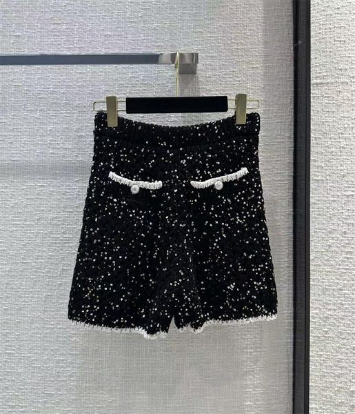 

chan 2023 summer new women's shorts sequin shorts knitting shorts brand pants ootd fashion designers cccc shorts casual shorts mother&#, Black;white