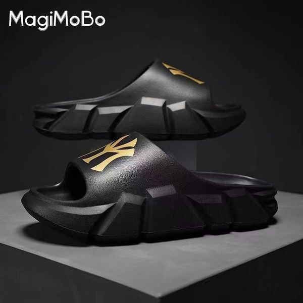 

slippers fashion slippers women 5cm thick platform slippers mute eva soft indoor home slides non-slip summer beach sandals men bath shoes 23, Black