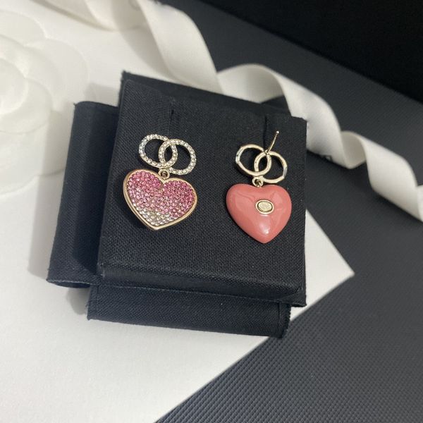 

designer gradual love earrings high end electroplated 18k gold gradual pink diamonds with white diamonds, Golden;silver
