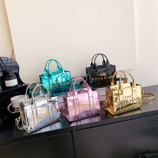 

16% off 2023 handbag spring/summer new fashion handheld mini tote shiny lacquer leather letter one shoulder crossbody bag