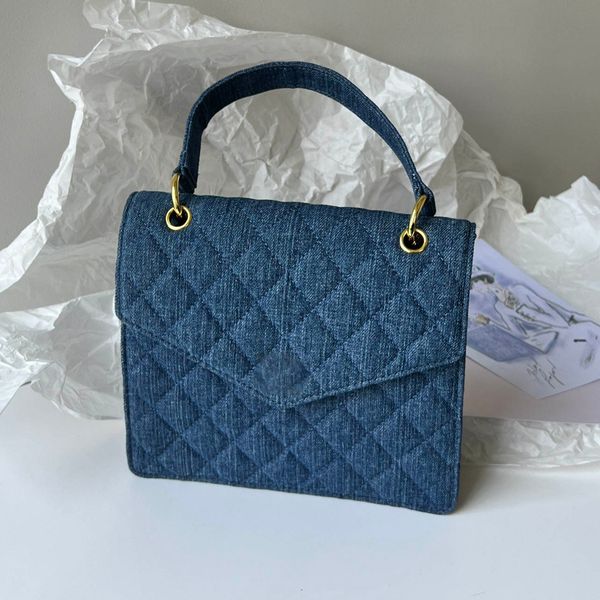 

v-stitch women portable denim tote bag quilted flap medieval everything underarm bag pouch blue luxury handbag coin purse card holder multi-