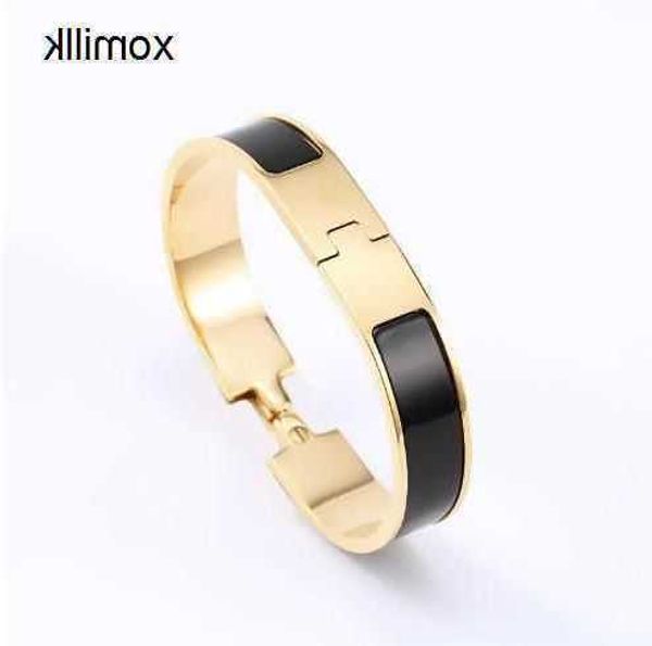 

charm enamel gold bangle bracelets buckle h titanium steel letter designer design for mens women party lovers gift jewelry luxury orange cll, Black