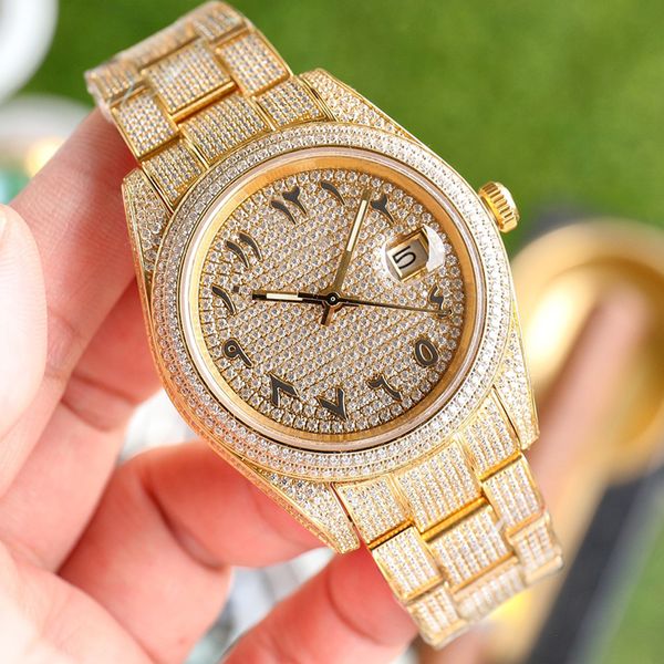 

diamond watch mens watch rainbow automatic mechanical watch wristwatch montre de luxe stainless steel fashion wristwatches 41mm, Slivery;brown