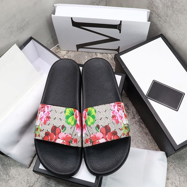 

2023 womens slippers women slides slipper summer sandals mens luxurys designers real leather platform sandal flats fashion old flower shoes, Black