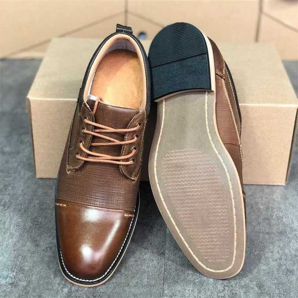 

genuine leather dress shoes men brogues oxfords business shoe designer loafer classic lace up office party trainers with box 004, Black