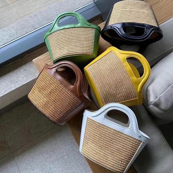 

totes leather tropicalia summer bag raffia restyled small size bucket bags women straw weave beach handbag luxury designers tote handles 857