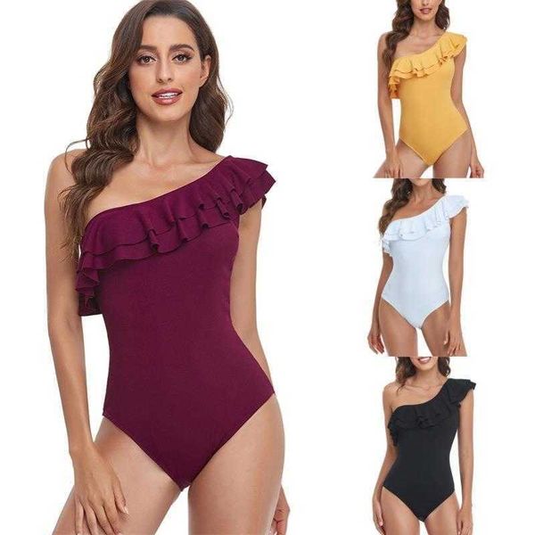 

womens solid color one piece swimsuit lace shoulder direct supply, White;black