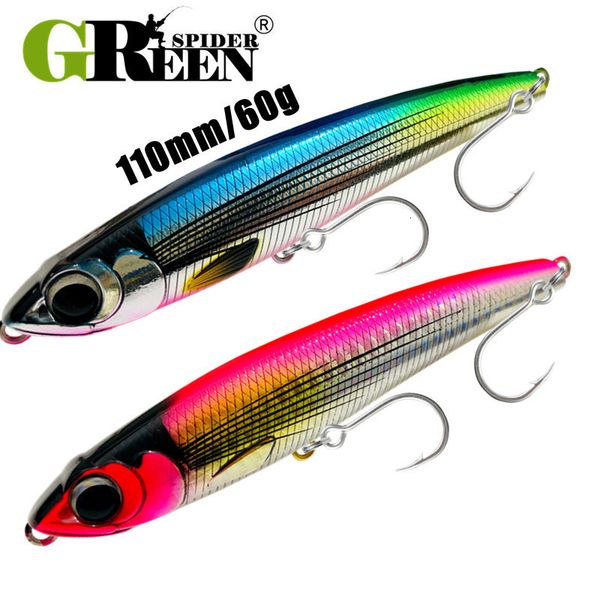 

baits lures grs pencil fishing lure sinking 110mm 60g big game artificial hard bait 5x hook for gt tuna sea fishing lures 230505