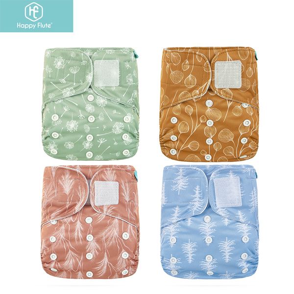 

cloth diapers happyflute os pocket diaper 4pcset washable reusable absorbent ecological nappy print adjustable baby diaper cover 230504