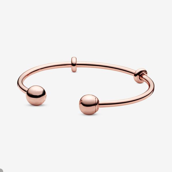 

luxury rose gold cuff bracelet for pandora 925 sterling silver wedding party bangle bracelets for women girlfriend gift designer charm brace, White