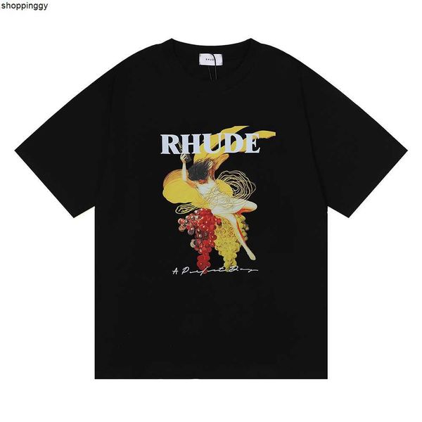

t-shirts ins ho 23ss spring summer shir american luxury rhude shir skaeboard designer shir casual t-shir good tshir us size, White;black