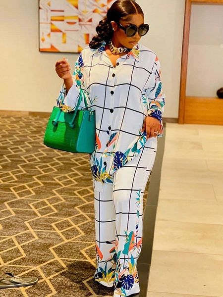 

womens two piece pants 2 women set summer autumn long sleeve shirt blouse and suits outfits fashion office lady matching sets outfit 230505, White