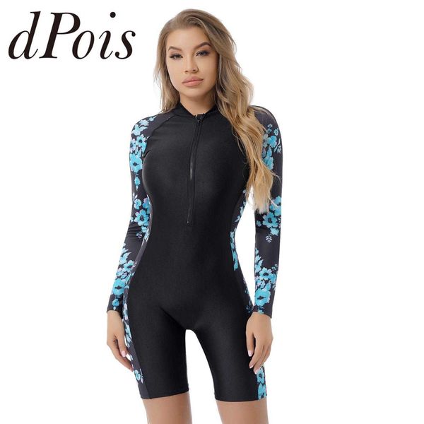 

wetsuits drysuits women's swimwear rash guard long sleeve swimsuit front zipper onepiece jumpsuit surfing rashguard beachwear swimming