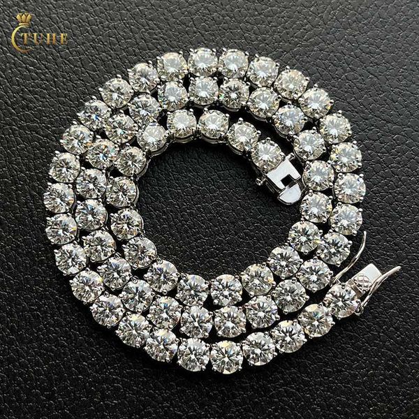 

us stock 925 sterling silver natural diamond moissanite cluster tennis chain necklace for women
