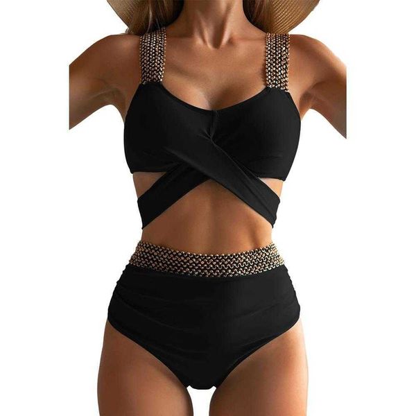 

more than high waist bikini solid womens swimsuit wholesale, White;black