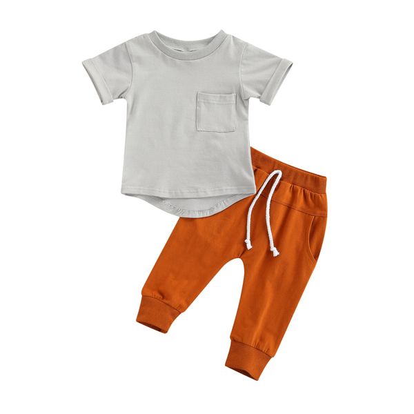 

clothing sets new baby short sleeve trousers casual style with pocket decoration elastic waist summer clothing 230505, White
