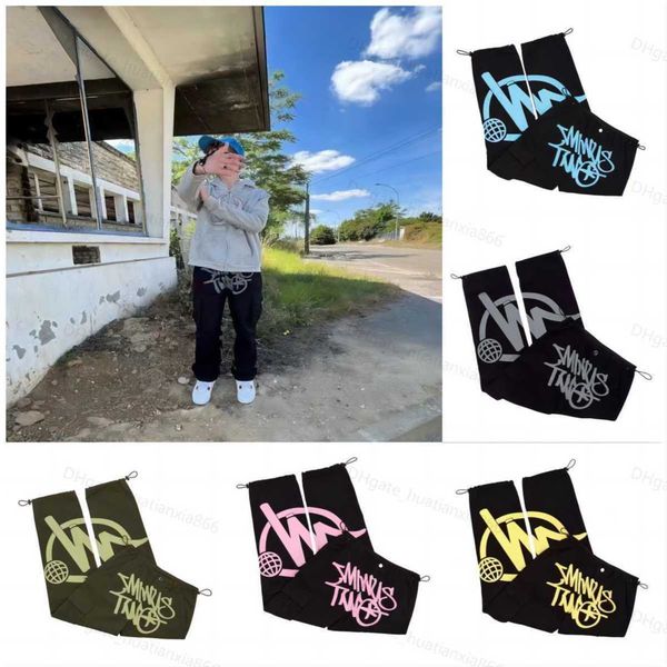 

2023 printed minustwo cargos and spliced cargo pants trendy casual high street trousers minus two hip hop usa fashion 2023 spring sz, Black