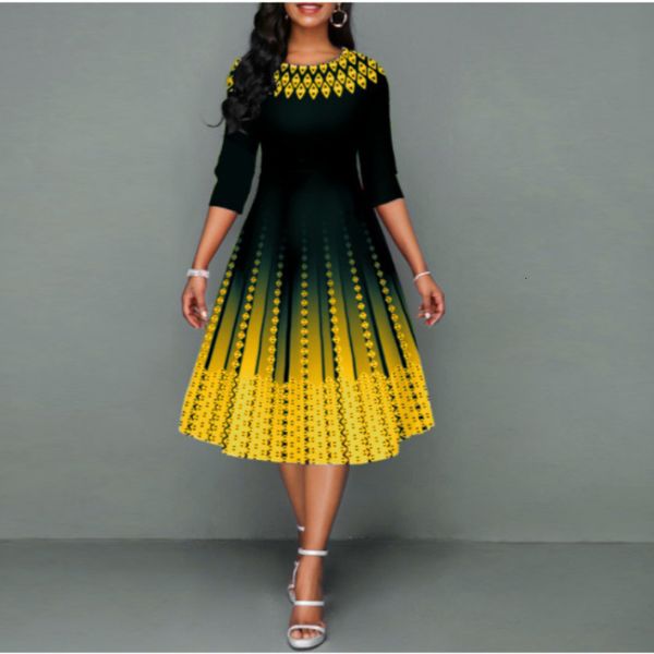 

casual dresses women gradient patchwork party dress spring summer o-neck long sleeve high waist swing midi dresses elegant ladies vestidos 2, Black;gray
