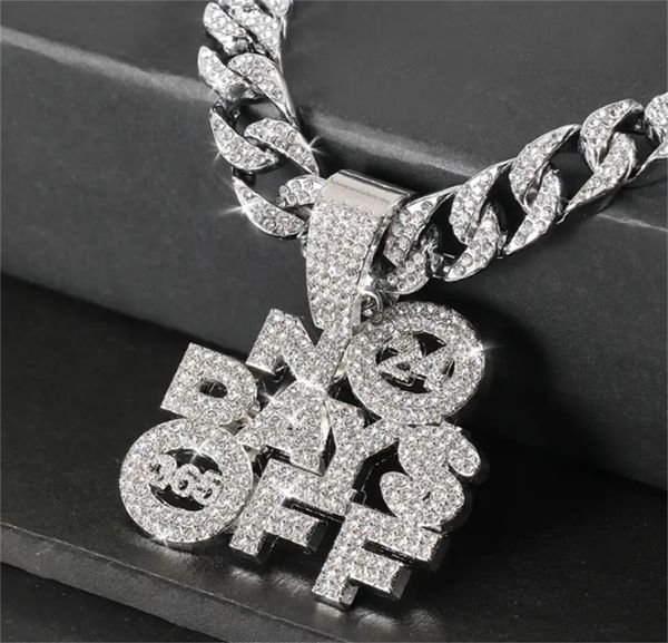 

no days off pendant + cuban link necklace, Silver