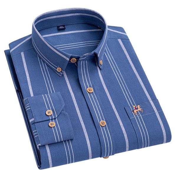 

men's casual shirts plus size 6xl 100% cotton oxford shirt casual for business men regular fit long sleeve striped leisure man's s, White;black