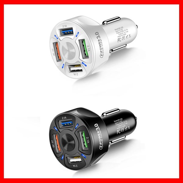 

usb car charger quick charge 3.0 40w 4ports qc 3.0 phone fast charging chargeur for iphone 11 12 13 pro usb charger car car-charge car-charg