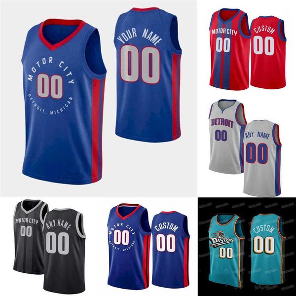 

mens womens youth detroit''pistons''custom 2 cade cunningham 41 saddiq bey 35 marvin bagley iii 23 jaden ivey 0 jalen du, Black;red