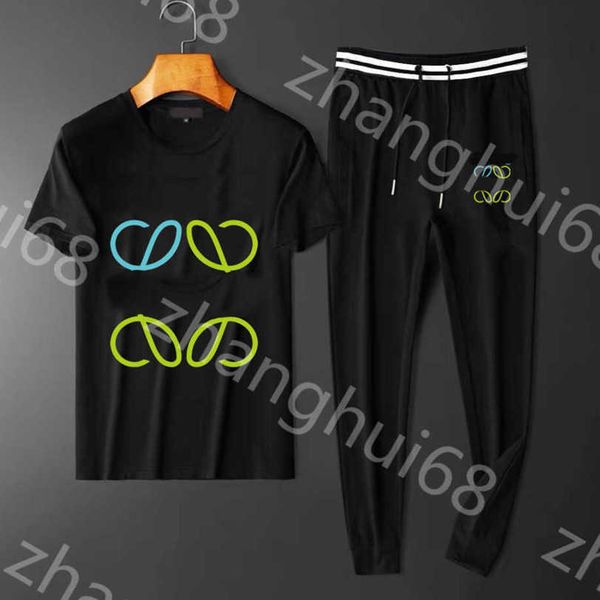

23ss sweatsuit mens designer tracksuit mens tracksuit round neck pure cotton color letter logo print short sleeve t-shirt elastic waist trou, Gray