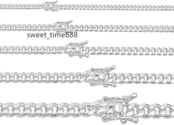 

harlembling solid 925 sterling silver miami cuban link chain or bracelet - box lock cuban link 4-10.5mm - italy men's necklace, Golden;silver