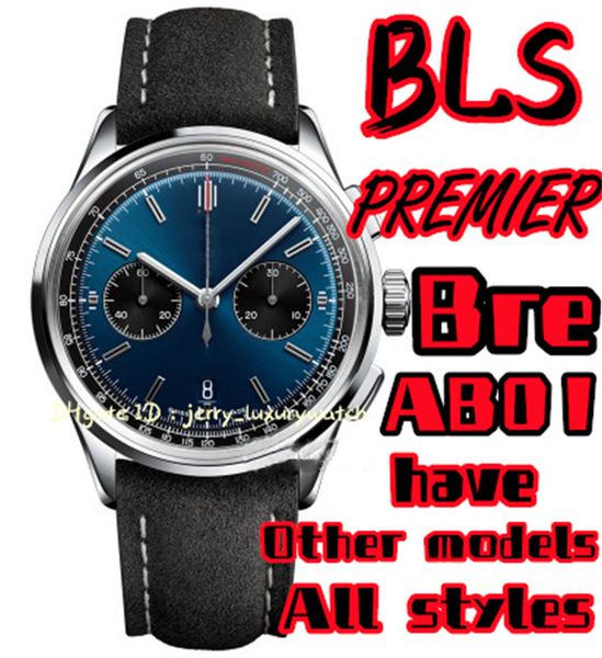 

bls bre premier ab011 luxury men's watch chronograph 42mm with cal.01 self-winding mechanical movement diameter 300 meters waterproof.f, Slivery;brown