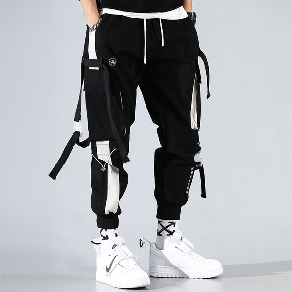 

mens pants hip hop men loose joggers with print streetwear harem clothes ankle length trousers harajuku sport casual 230504, Black