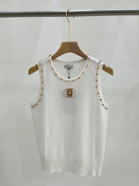 

brand same style women's t-shirt 2023 new summer o neck sleeveless fashion milan runway t-shirt designer 0505-5, White