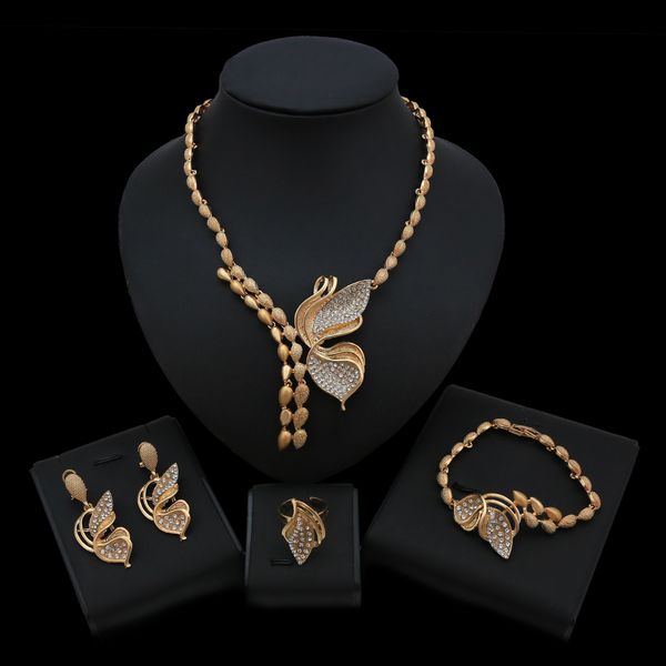 

brand jewellery lady 24k gold plated necklace earrings jewelry sets, Black