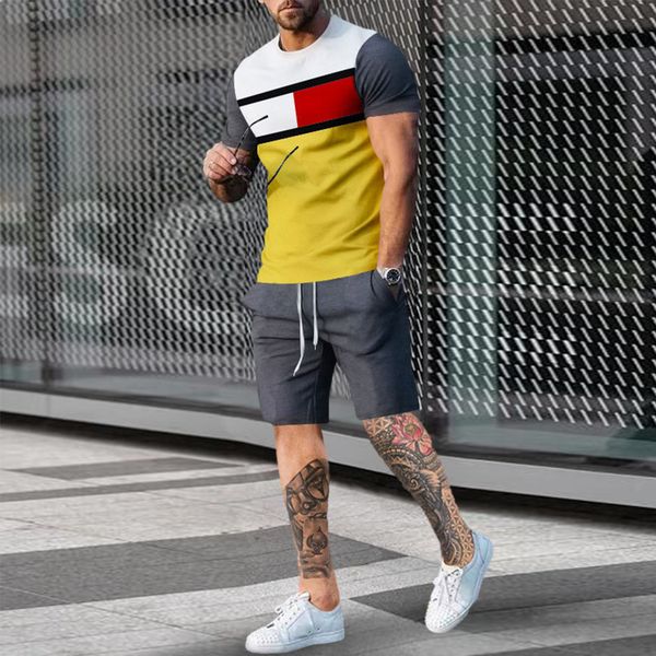 

men s tracksuits 2023 tracksuit summer beach t shirt sets sportswear oversized clothing 3d printed shorts suit 230504, Gray