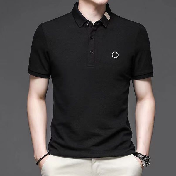 

Man Polos T Shirt Casual Shirts Embtoidery Neck Striped Tops Short Sleeves Breathable Tees Men Polo Mercerized Cotton High Quality M-4XL, Gray