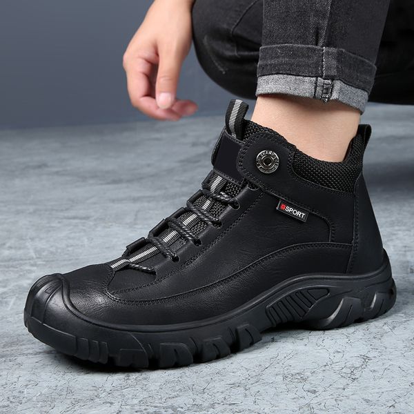 

fashion platform boots for men black tactical sneakers male winter rubber sole work men ankle boots designer hiking shoes