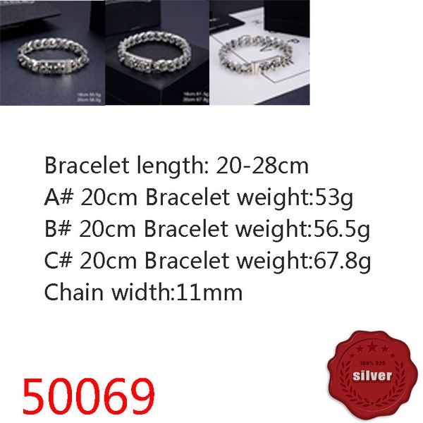 

50069 hip hop s925 sterling silver bracelet punk style personalized youth cross flower boat anchor letter jewelry couple popular accessories, Golden;silver