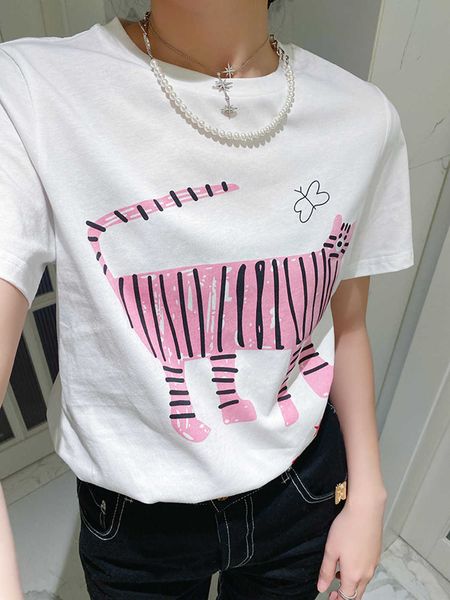 

women's t-shirt tiger cartoon graphic tshirts woman summer cotton cozy chic tshirts femme casual vinatge fashion tee shirts clothes 20, White